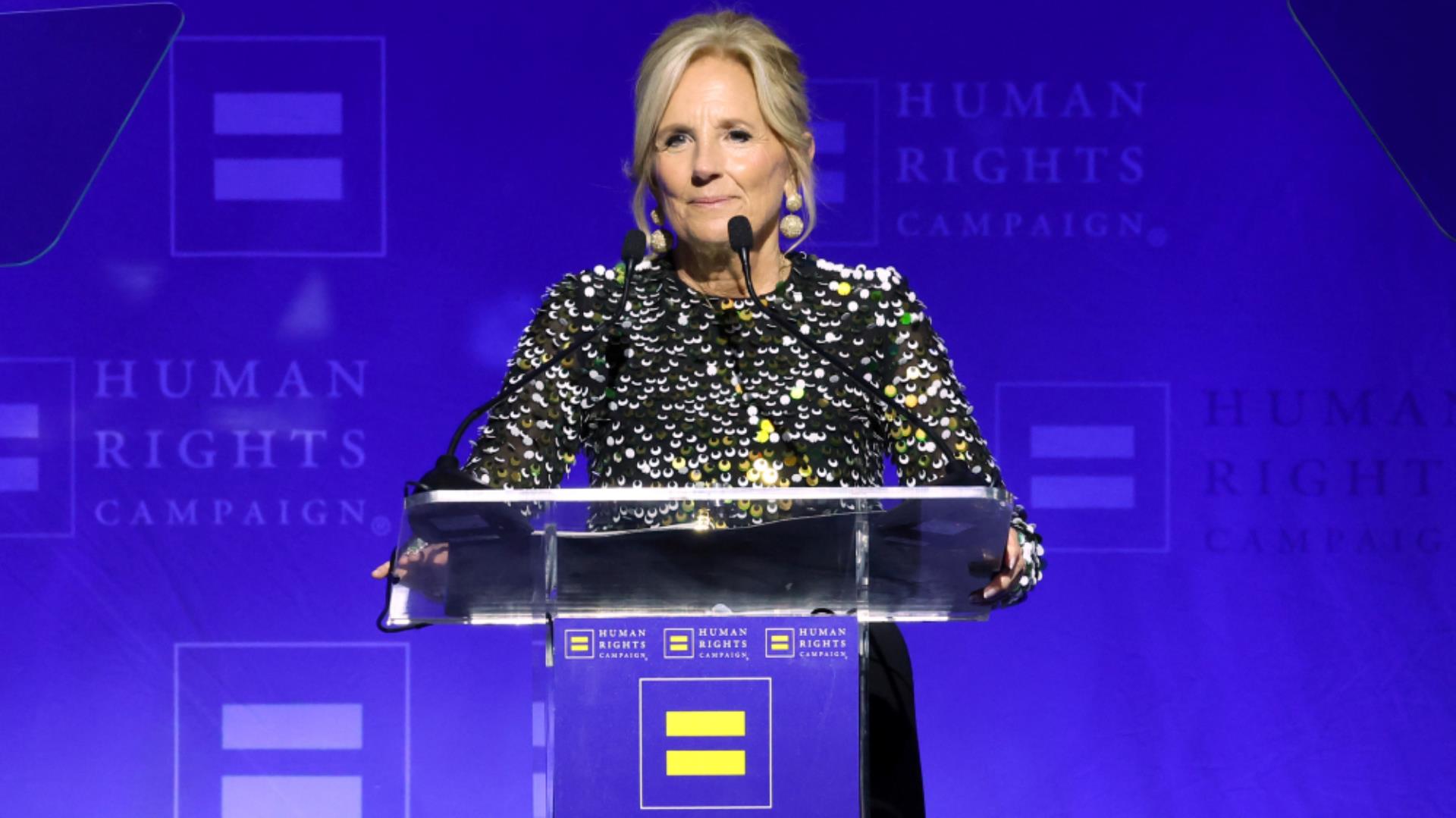 Jill Biden Human Rights Campaign Keynote Address Disrupted by Protestors Calling for Gaza Ceasefire